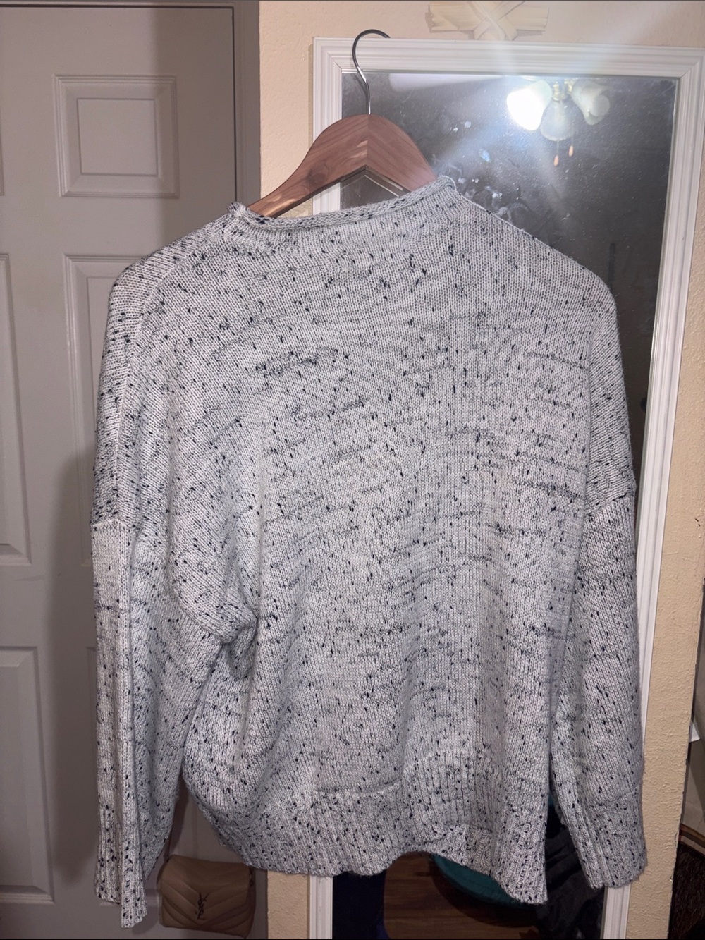 Womens Speckled Crewneck Sweater - Light Gray - Picture 3 of 3